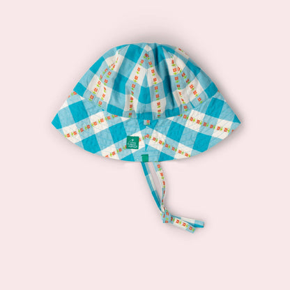 Blue Flowers Reversible Sunhat: Blue / 06-12m