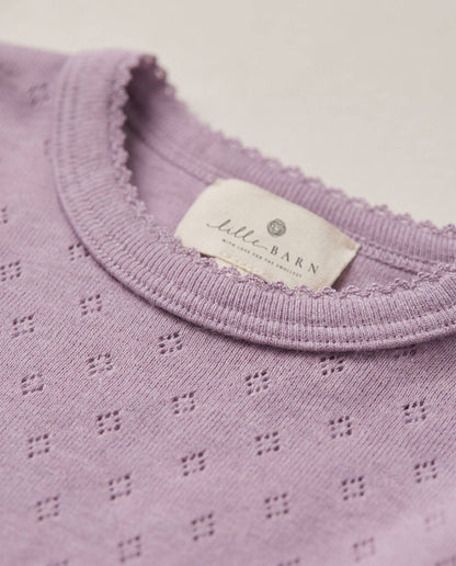 Wool romper long sleeves pointelle - merino wool - Lavender Frost: 50