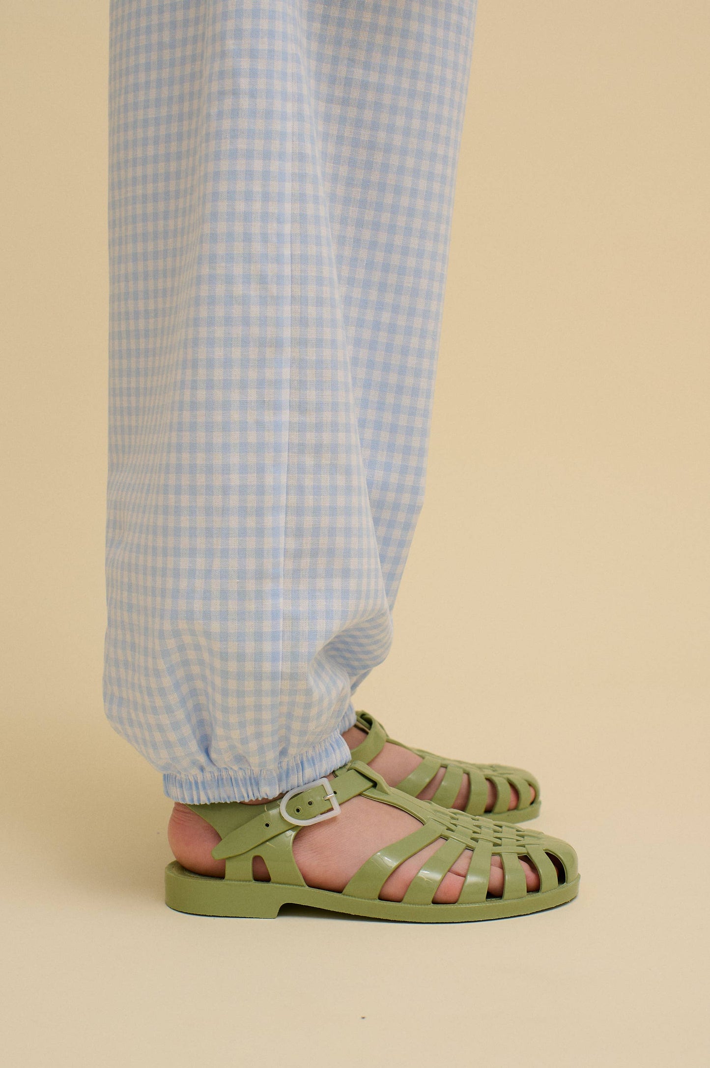 CHECKERED BALLOON PANTS : Blue