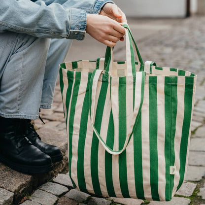 STRIPED GREEN TOTE BAG