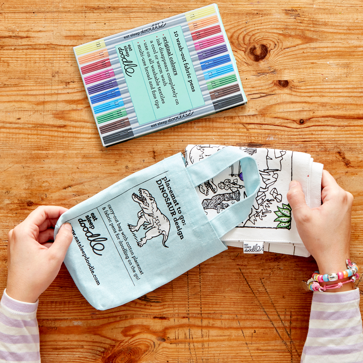 Cotton Dinosaur Colour-In Placemat with Washable Pens