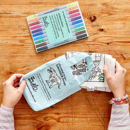 Cotton Dinosaur Colour-In Placemat with Washable Pens
