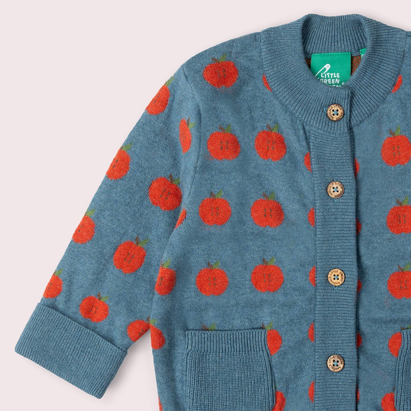 Apple A Day Knitted Cardigan: Blue / 3-4y