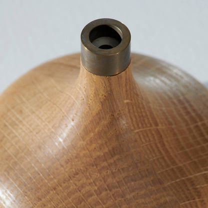 Oak Candle Holder: Shiny Brass Socket