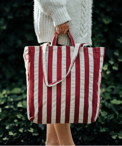 STRIPED GREEN TOTE BAG