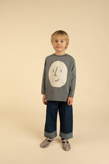 ORGANIC COTTON LONG-SLEEVE POTATO TEE : Gray / 100% Organic Cotton / 1-2 Y