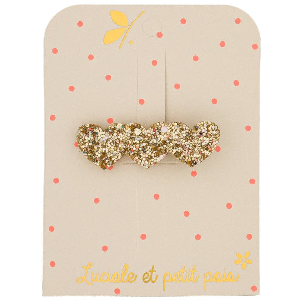 3 Hearts Hair Clip - Gold