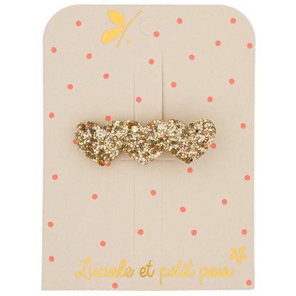 3 Hearts Hair Clip - Gold