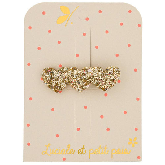 3 Hearts Hair Clip - Gold
