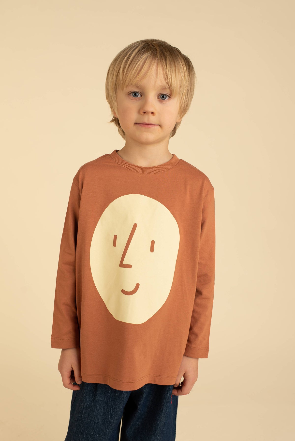 ORGANIC COTTON LONG-SLEEVE POTATO TEE : Gray / 100% Organic Cotton / 1-2 Y
