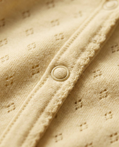 Wool box romper pointelle - merino wool - Dusty Yellow: 50