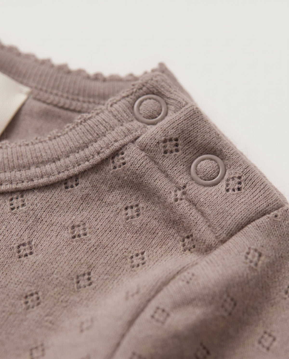 Wool romper, long sleeves, pointelle - merino wool - Funghi: 50