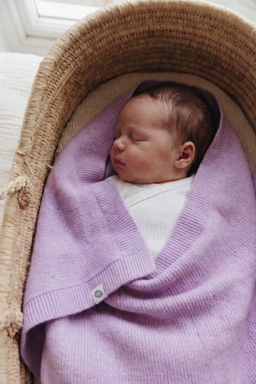 Wool Baby/Kids' Knitted Blanket - Merino Wool - Syringa: 70 x 95 cm