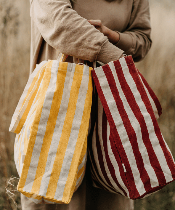 STRIPED GREEN TOTE BAG