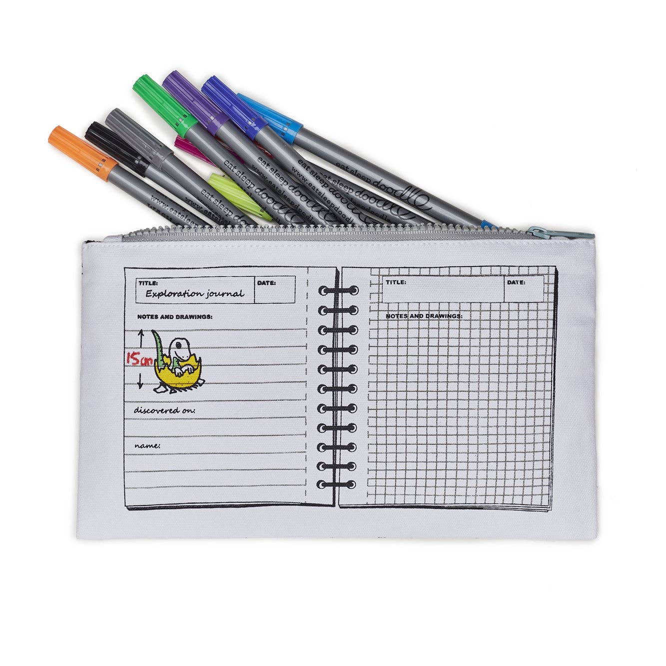 Dinosaur Cotton Colour-In Pencil Case with Washable Pens