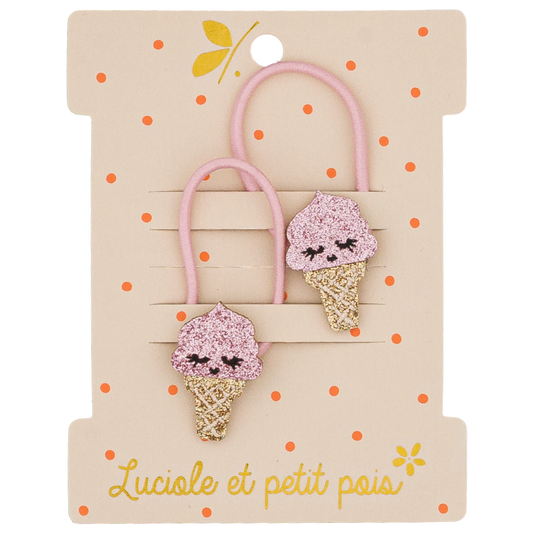 MINI ELASTICS - Strawberry ice cream (pair)