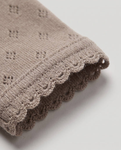 Wool pointelle baby romper - merino wool - Funghi: 62