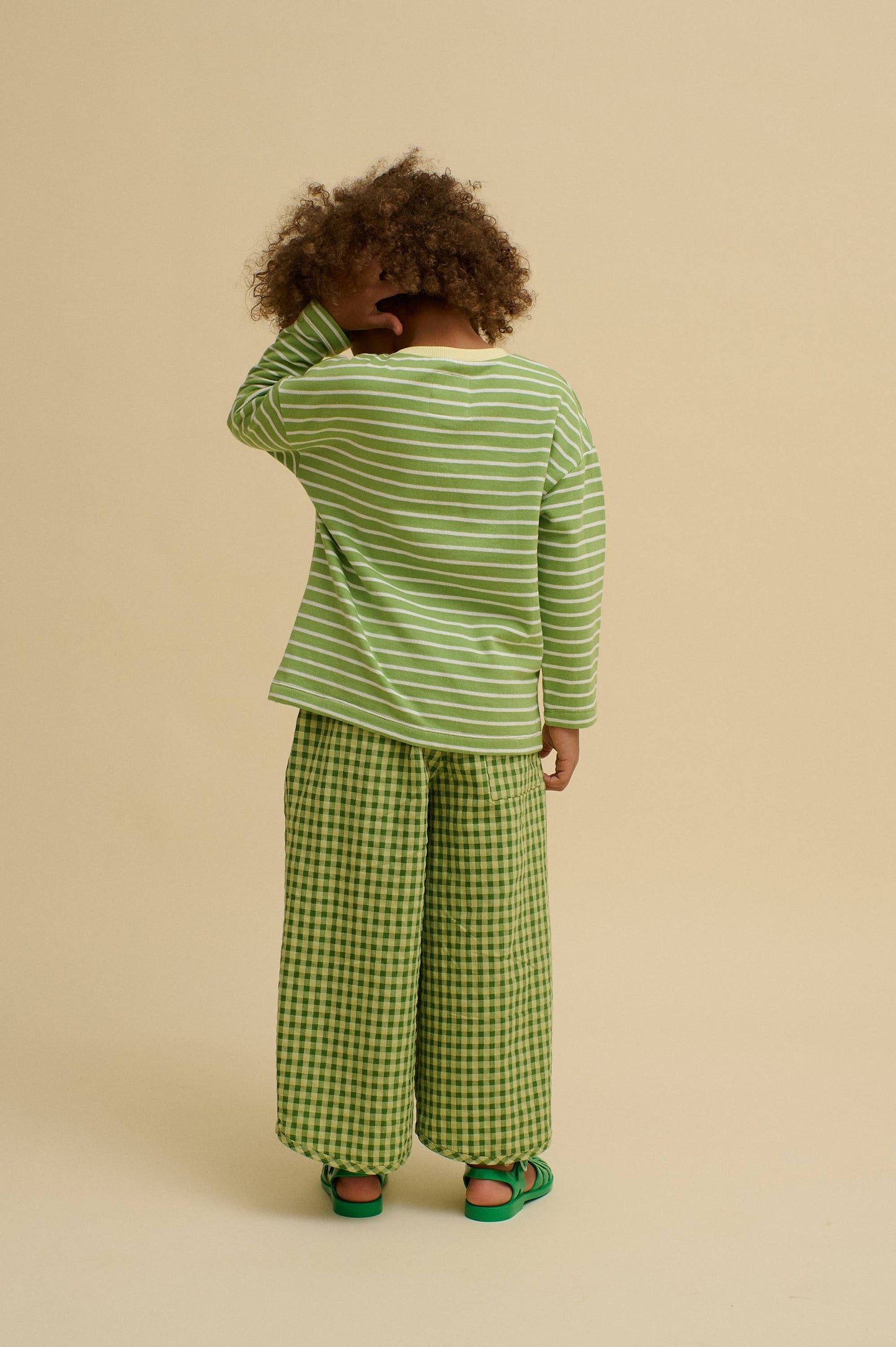 STRIPED FLOWER TEE: Green