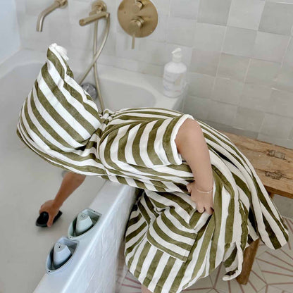 SUZON STRIPE KHAKI PONCHO KIDS: PERSIMMON / S 1/3 YEARS