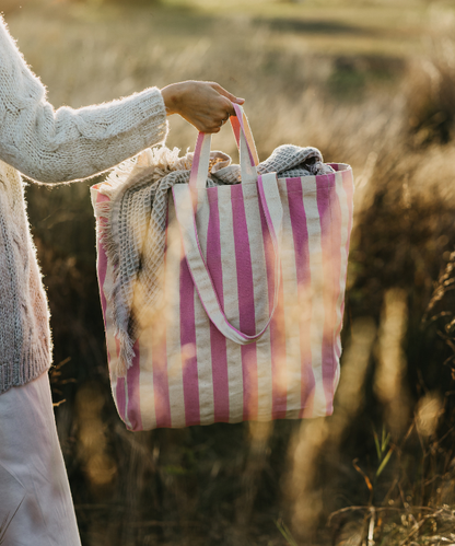 STRIPED GREEN TOTE BAG