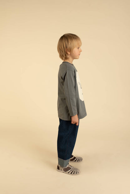 ORGANIC COTTON LONG-SLEEVE POTATO TEE : Gray / 100% Organic Cotton / 1-2 Y