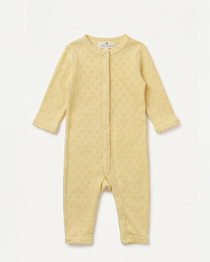 Wool box romper pointelle - merino wool - Dusty Yellow: 56