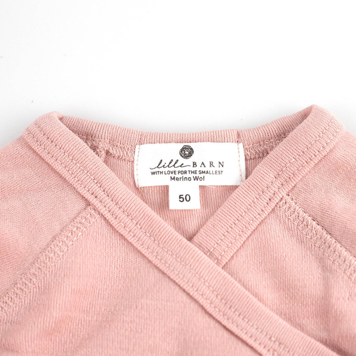 Long Sleeve Wool Wrap Bodysuit — Merino Wool - Misty Rose: 56