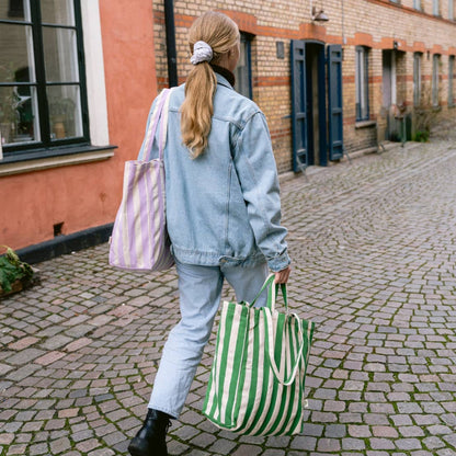 STRIPED GREEN TOTE BAG