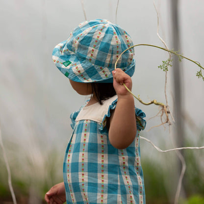 Blue Flowers Reversible Sunhat: Blue / 06-12m