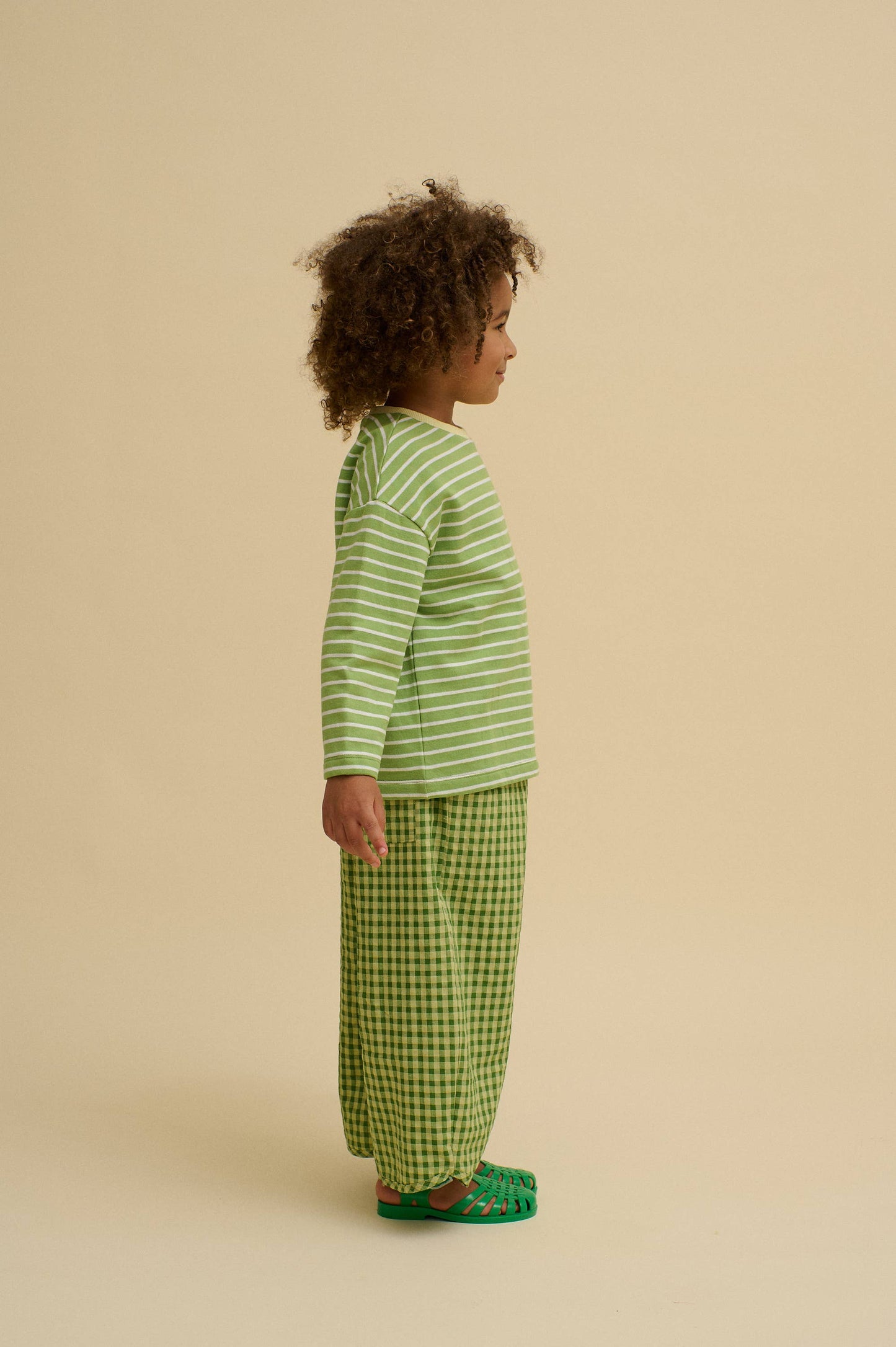 STRIPED FLOWER TEE: Green