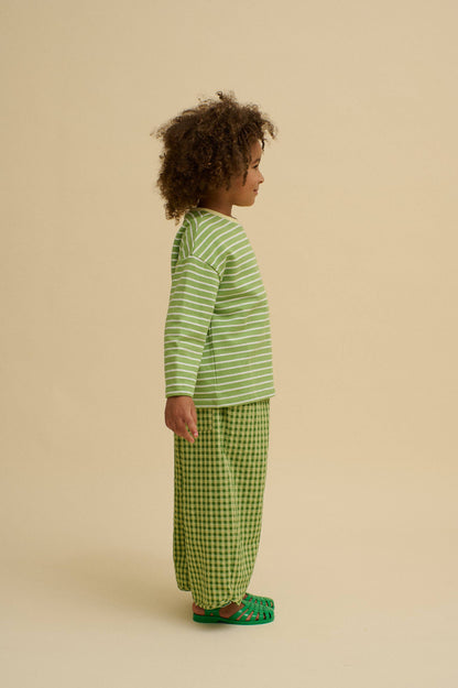 STRIPED FLOWER TEE: Green