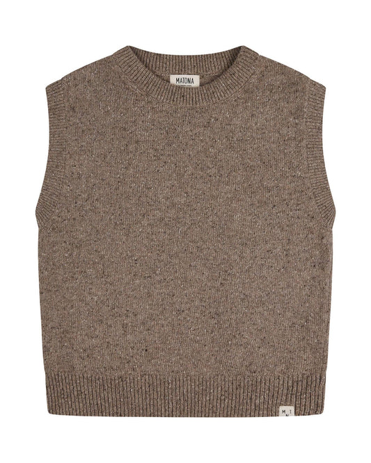 KNITTED VEST PEBBLE